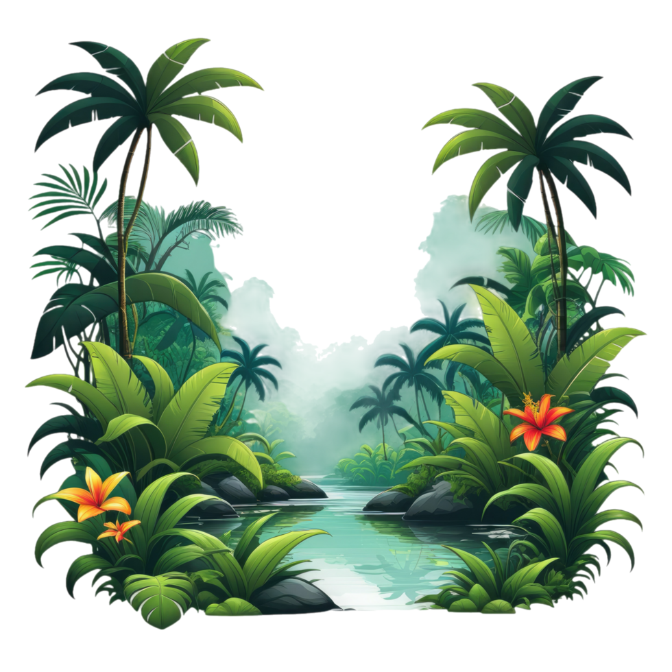 tropical island with palm trees png