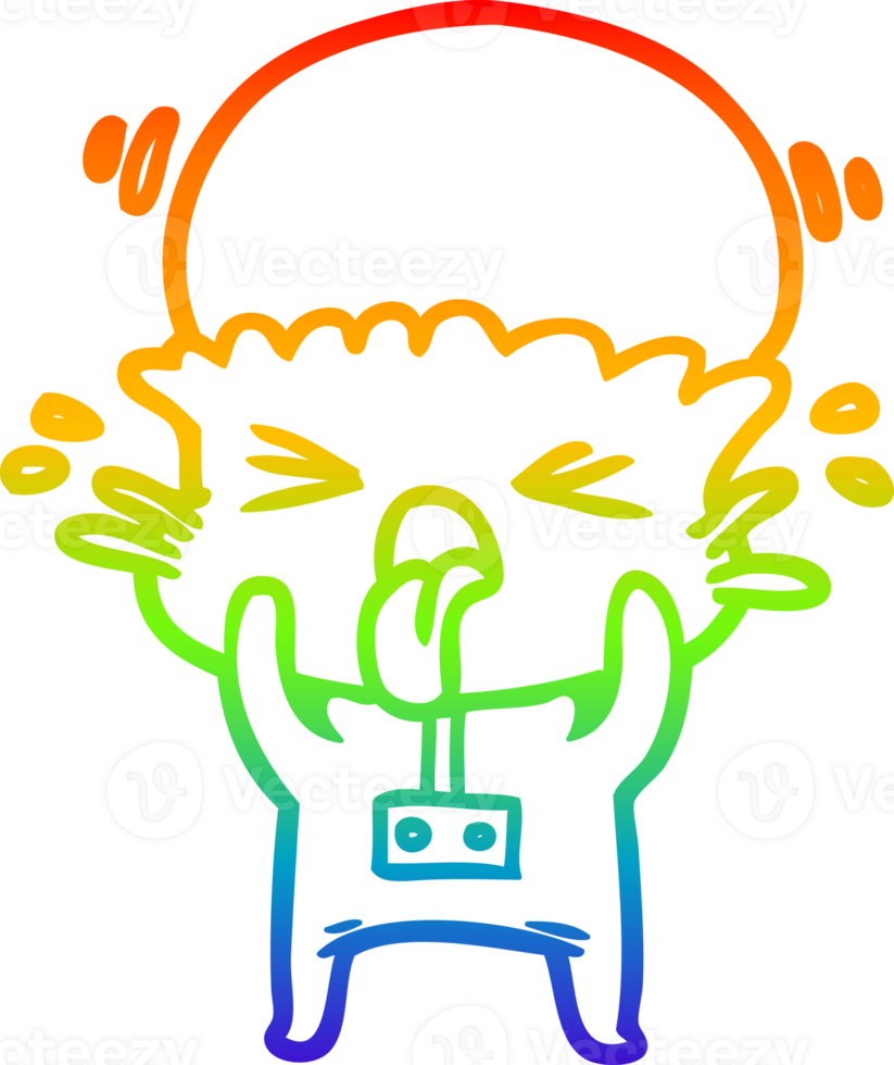 rainbow gradient line drawing of a weird cartoon alien png