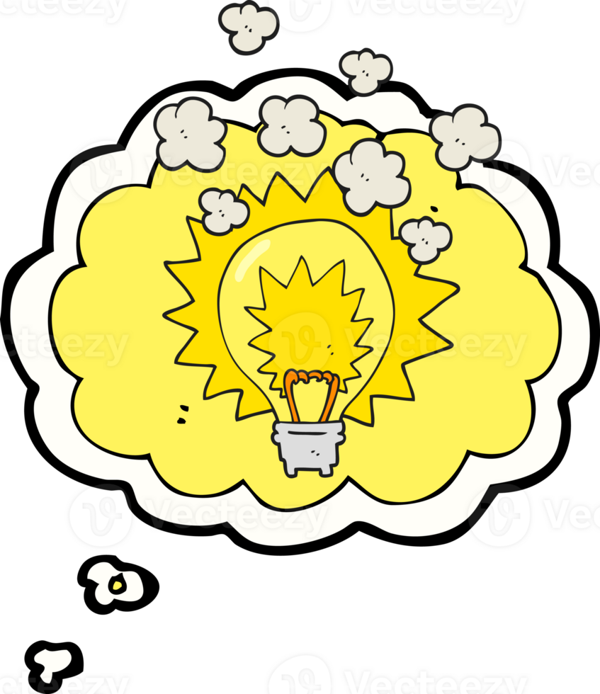hand drawn thought bubble cartoon light bulb shining png