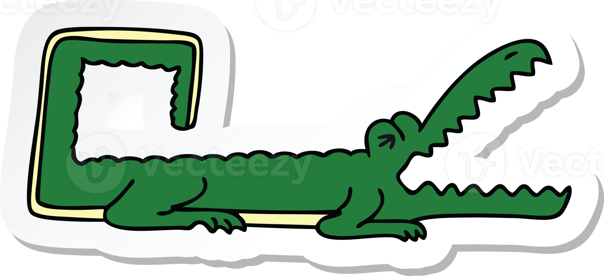 sticker of a quirky hand drawn cartoon crocodile png