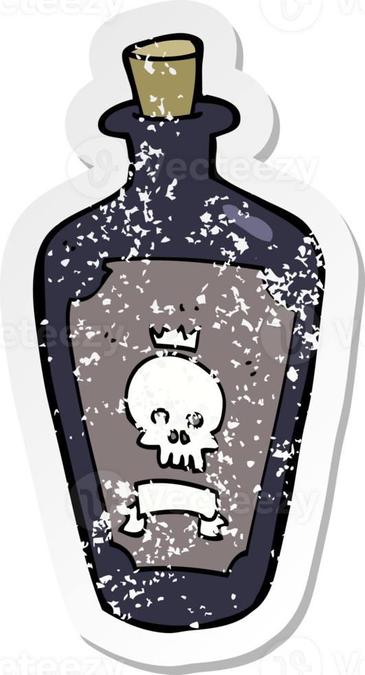 retro distressed sticker of a cartoon poison png