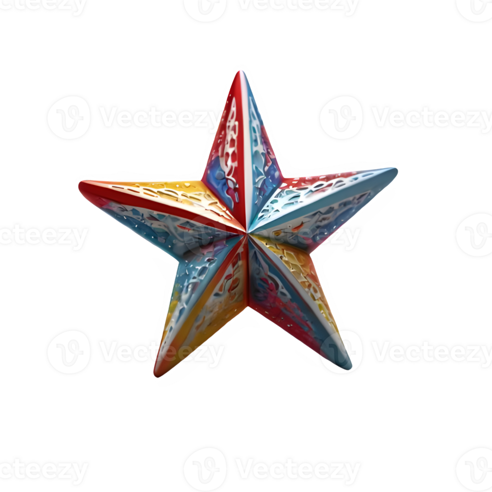3d star Different Color Shape,Some Neon Colour png