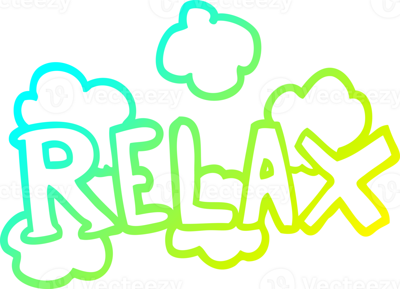 cold gradient line drawing of a cartoon relax symbol png