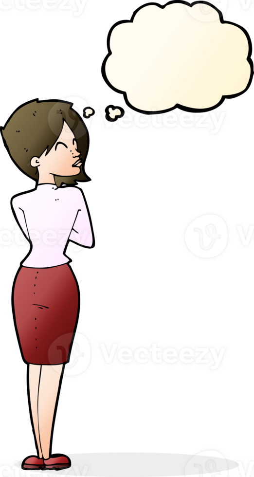 cartoon businesswoman ignoring with thought bubble png