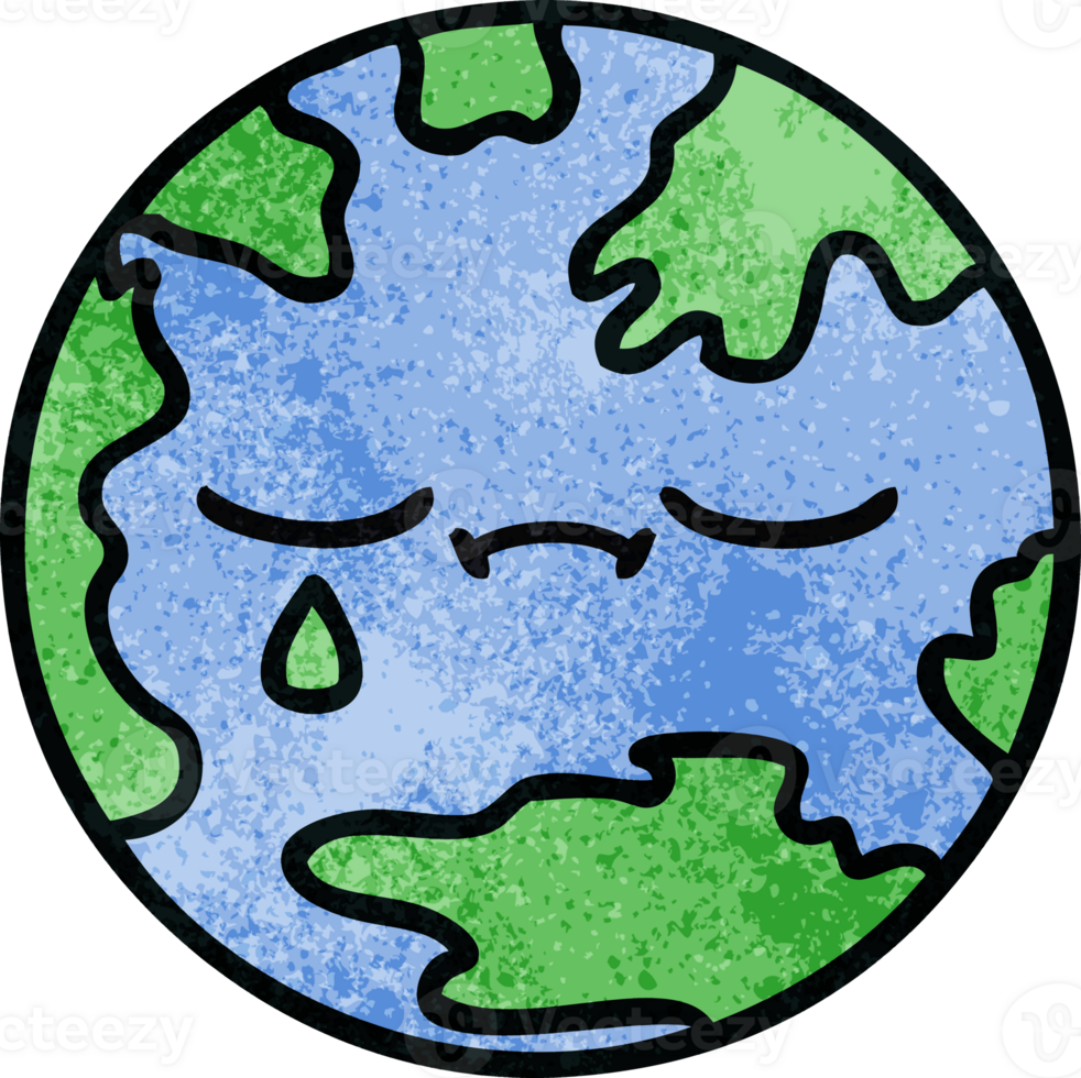 retro grunge texture cartoon of a planet earth png