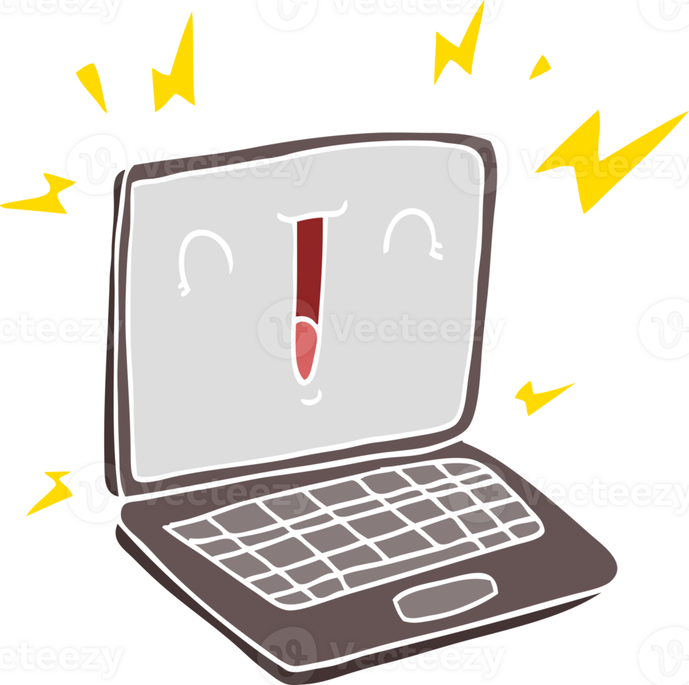flat color style cartoon laptop computer png