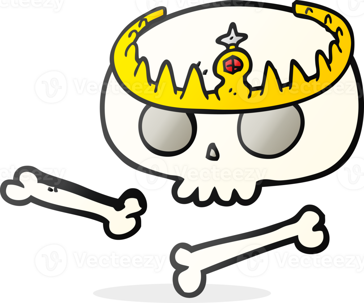 hand drawn cartoon skull wearing tiara png