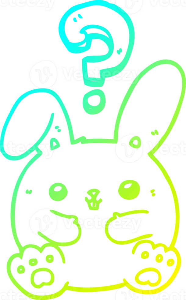 cold gradient line drawing of a cartoon rabbit with question mark png