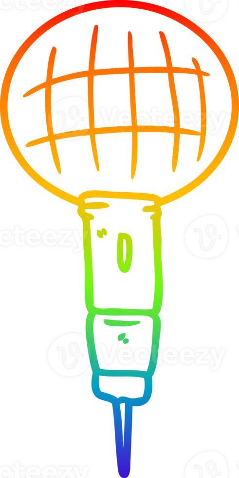 rainbow gradient line drawing of a cartoon microphone png