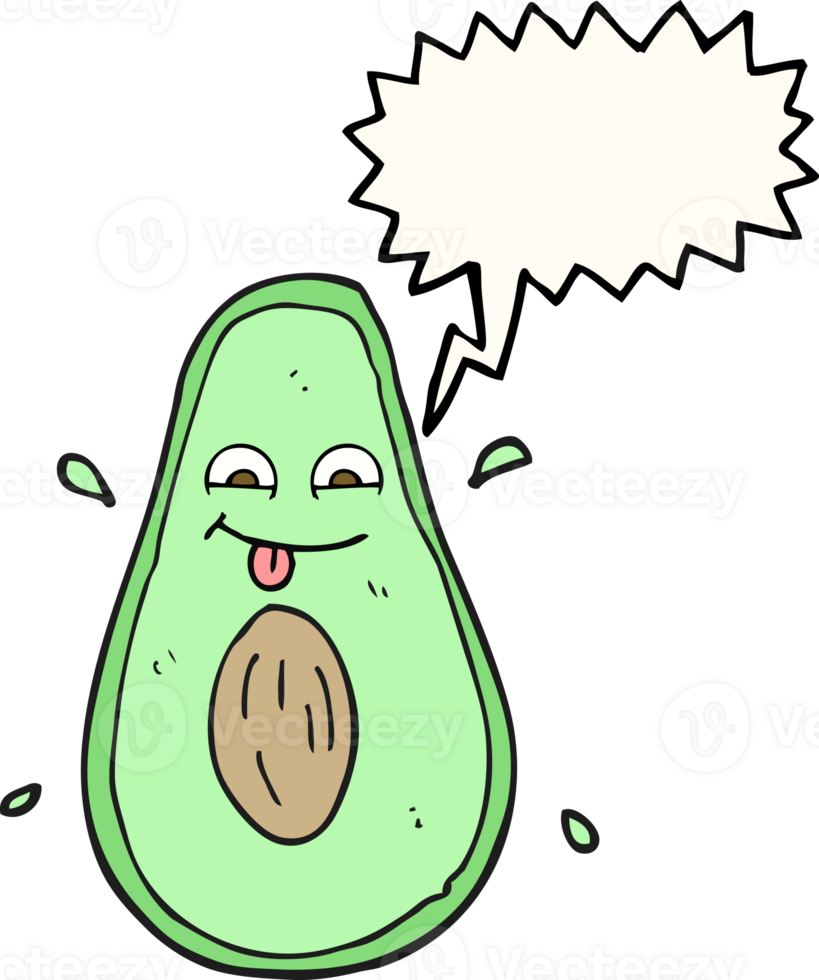 hand drawn speech bubble cartoon avocado png