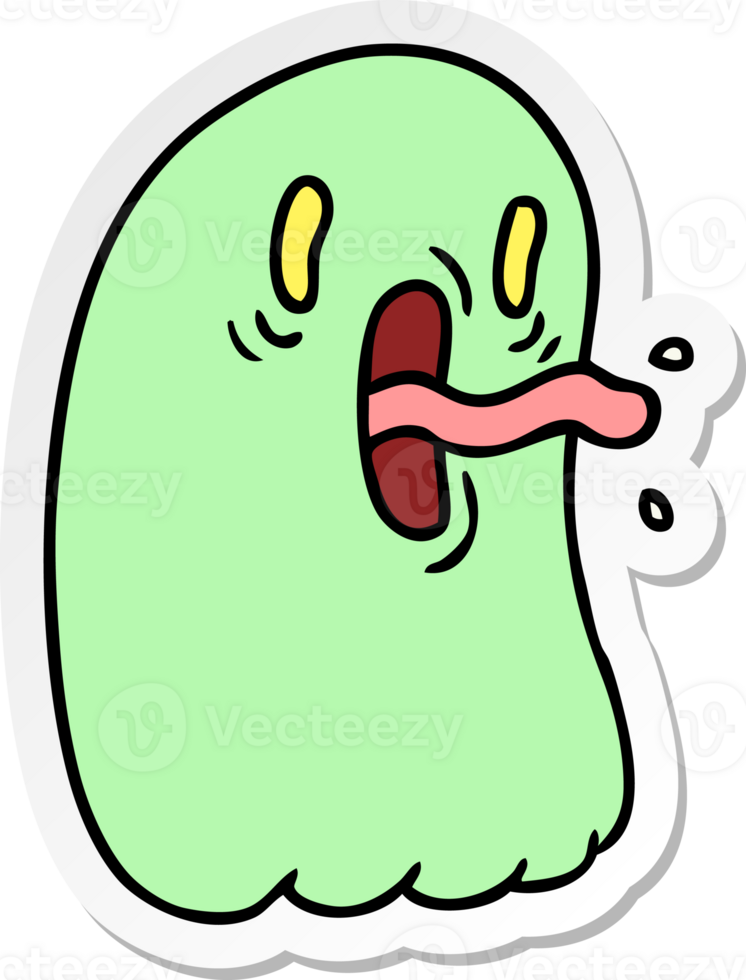 hand drawn sticker cartoon of kawaii scary ghost png