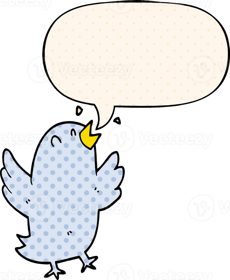 cartoon bird singing with speech bubble in comic book style png