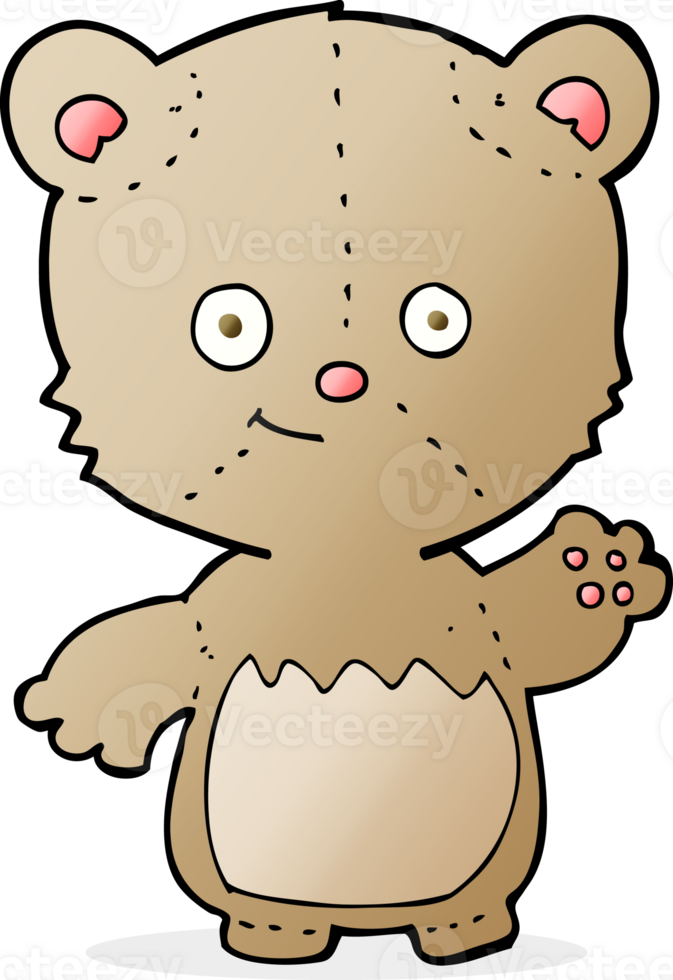 cartoon little teddy bear waving png