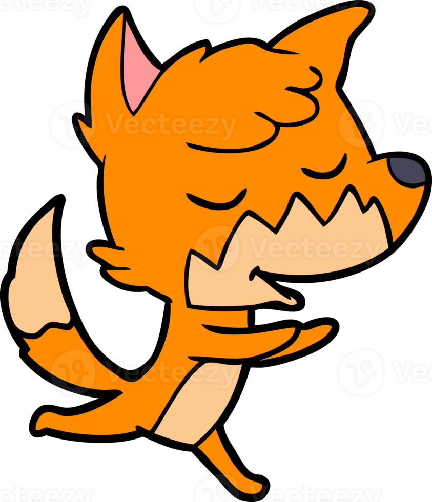 friendly cartoon fox running png