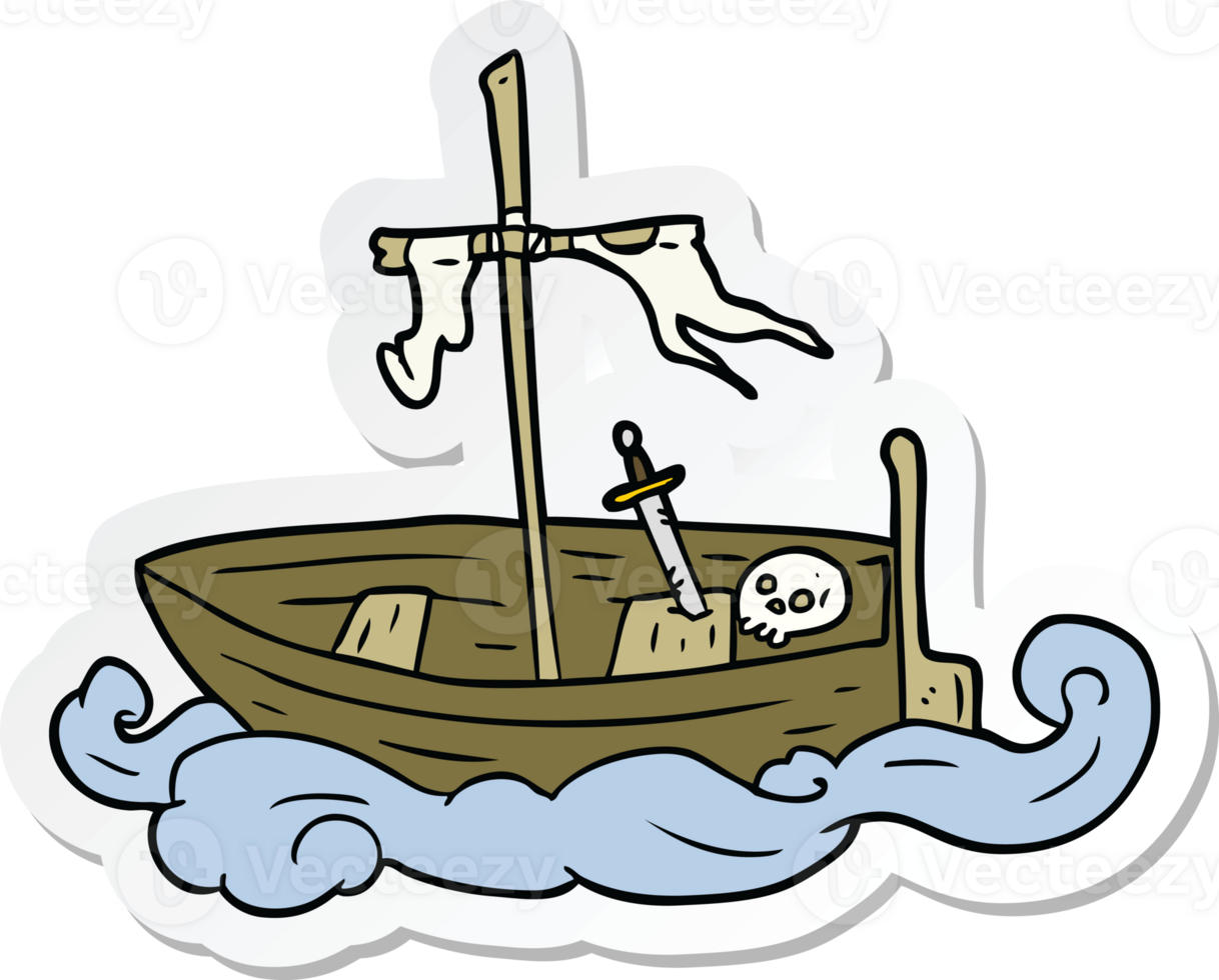 sticker of a cartoon old boat png