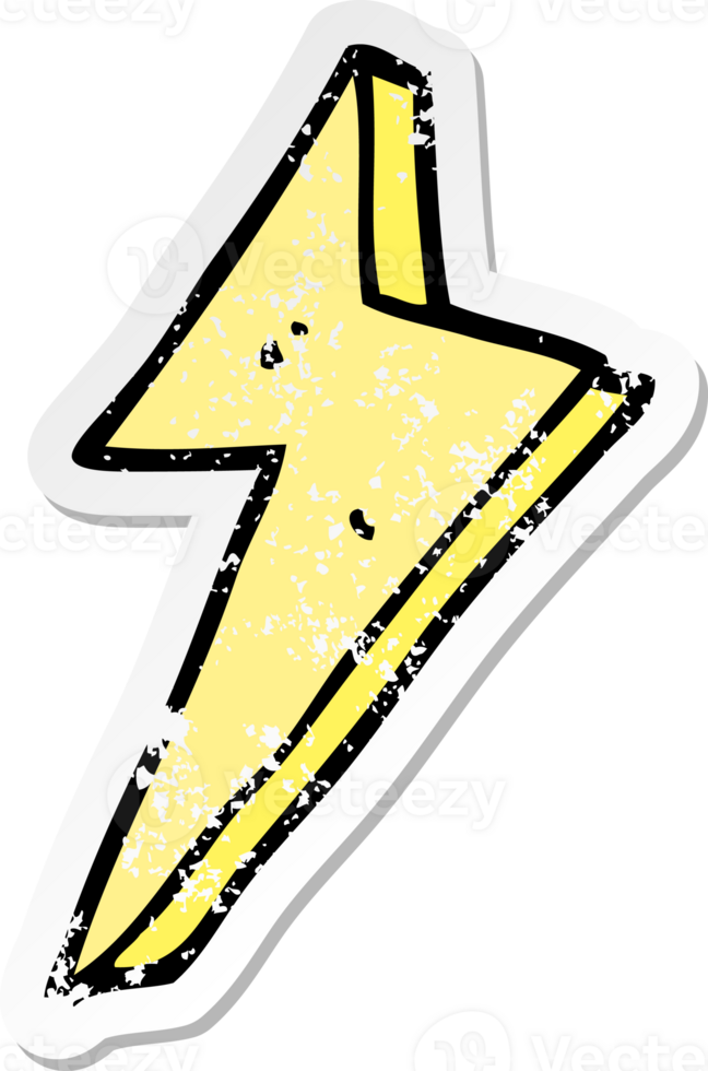 distressed sticker of a cartoon lightning png