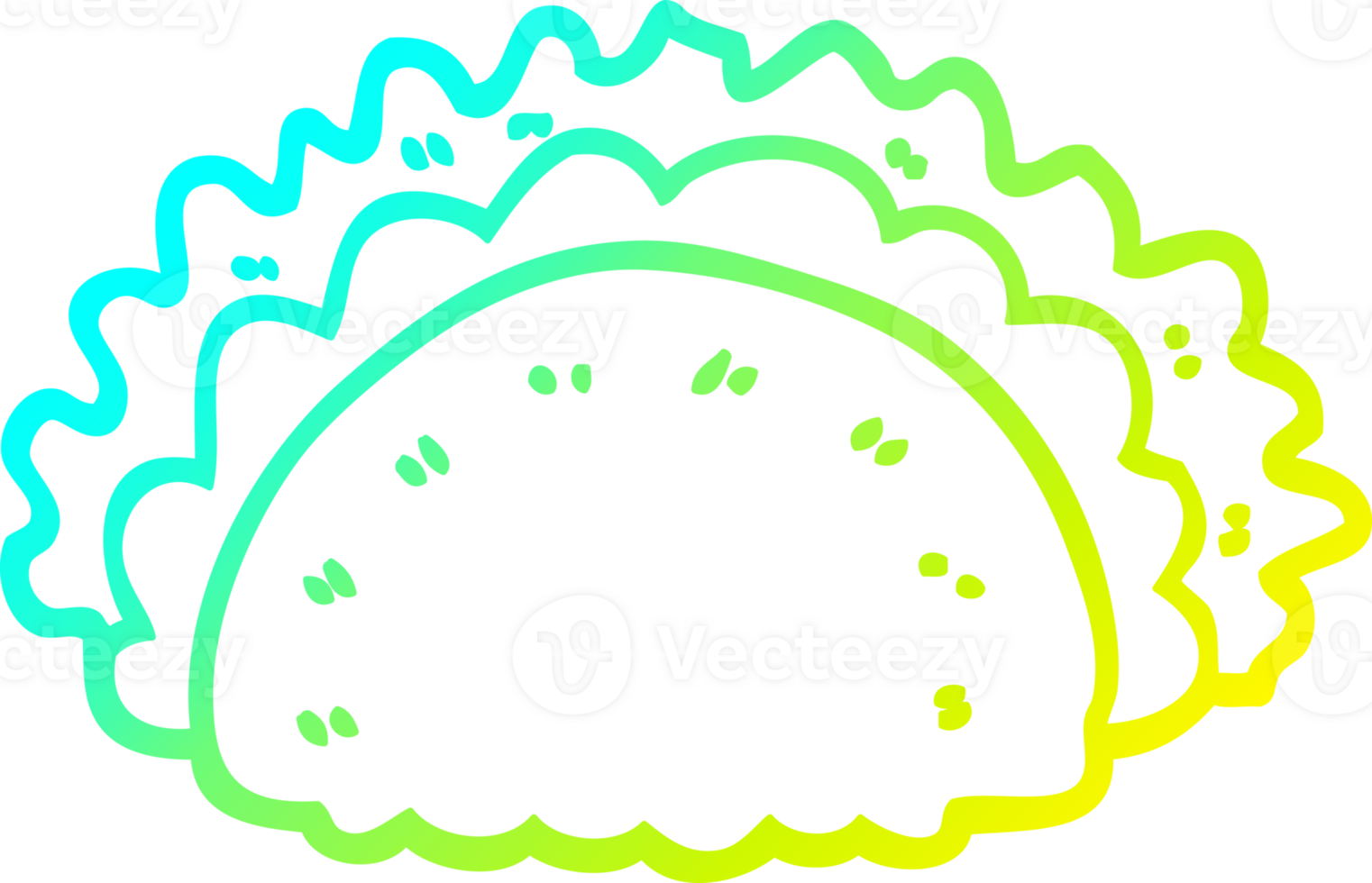 cold gradient line drawing of a cartoon taco png