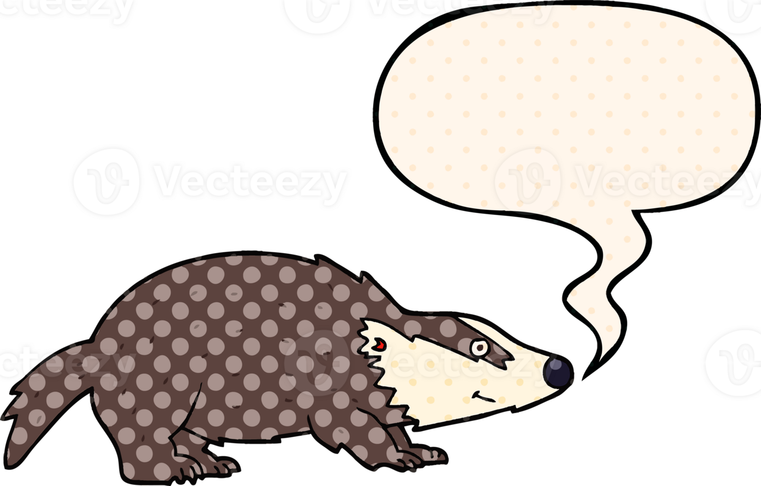 cartoon badger with speech bubble in comic book style png