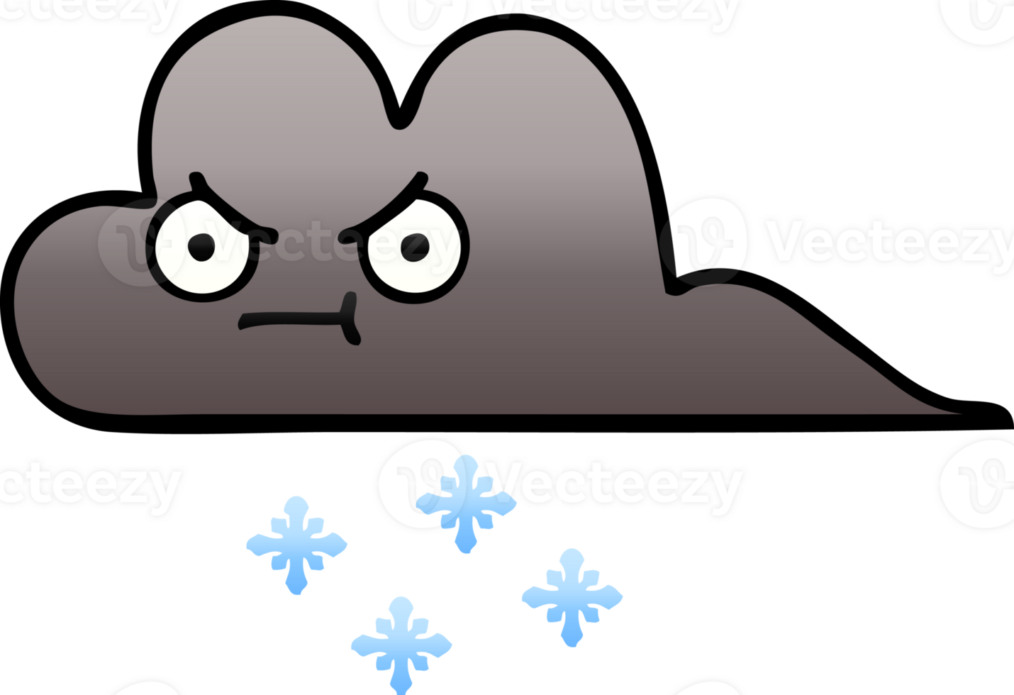 gradient shaded cartoon of a storm snow cloud png