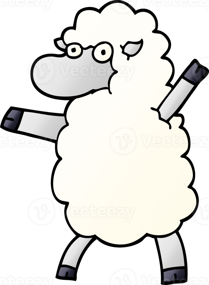 cartoon doodle sheep standing upright png