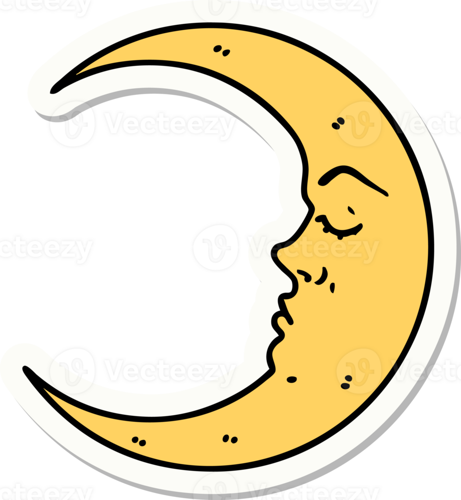 sticker of tattoo in traditional style of a crescent moon png