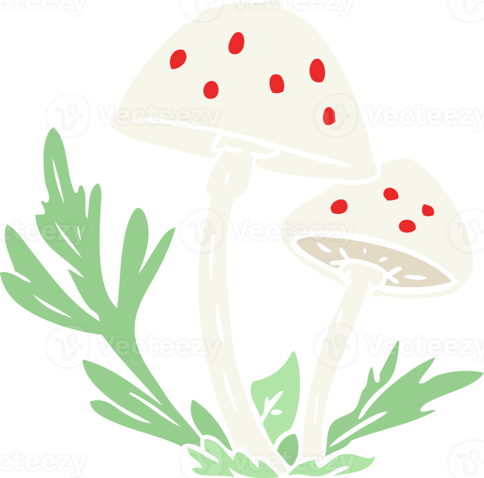 flat color style cartoon mushrooms png