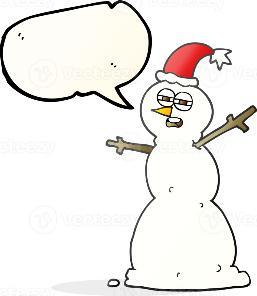 hand drawn speech bubble cartoon unhappy snowman png