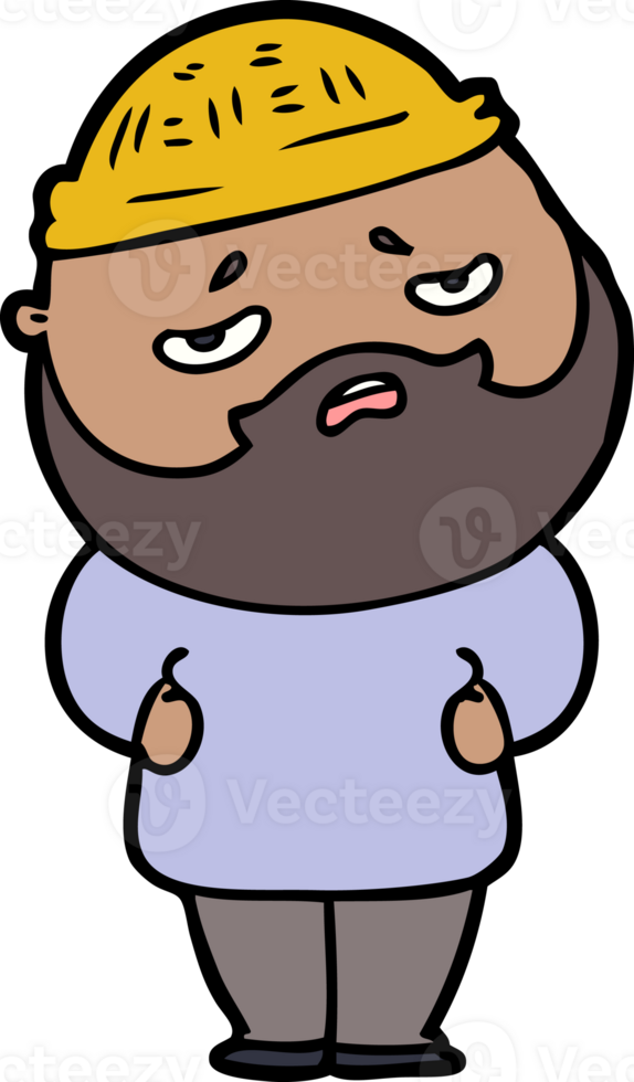 cartoon worried man with beard png