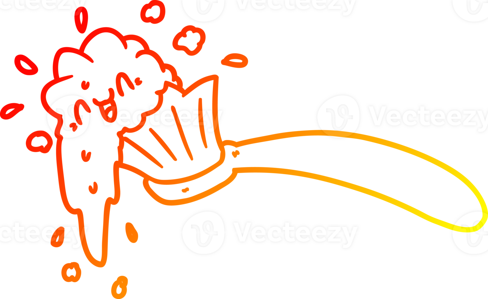 warm gradient line drawing of a cartoon toothbrush and toothpaste png
