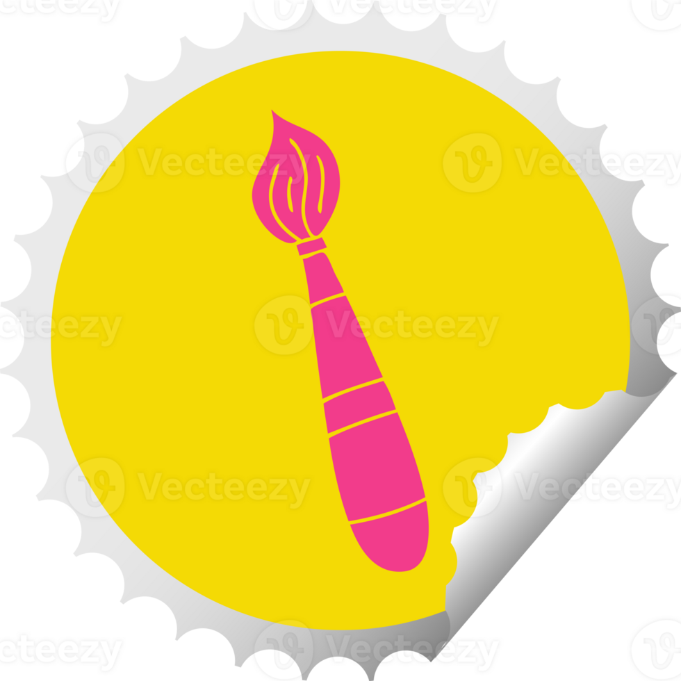 circular peeling sticker quirky cartoon paint brush png