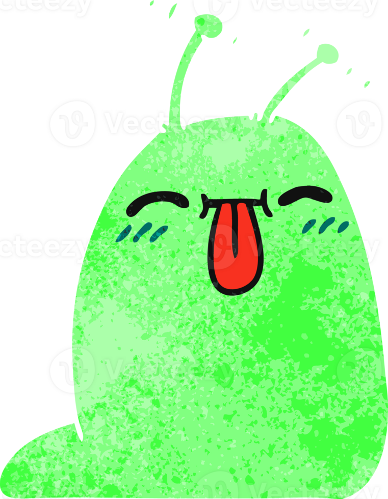 hand drawn retro cartoon of a happy kawaii slug png