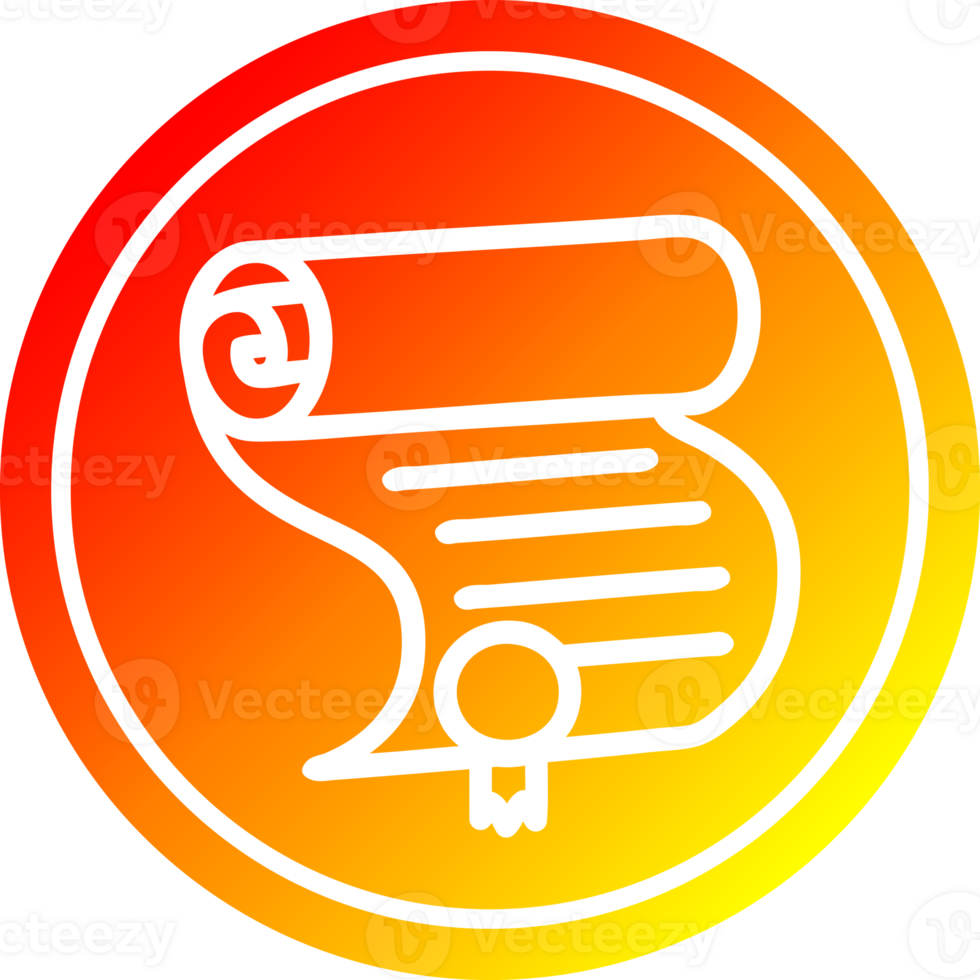 diploma certificate circular icon with warm gradient finish png