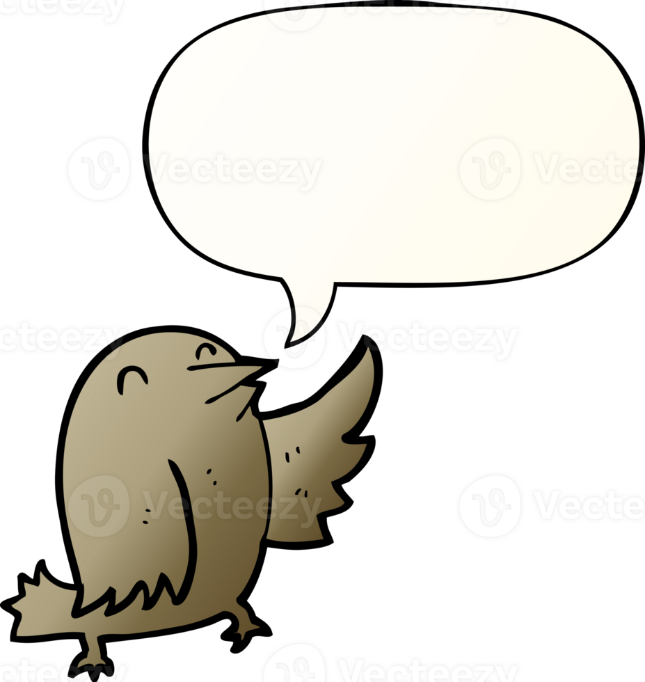 cartoon bird with speech bubble in smooth gradient style png