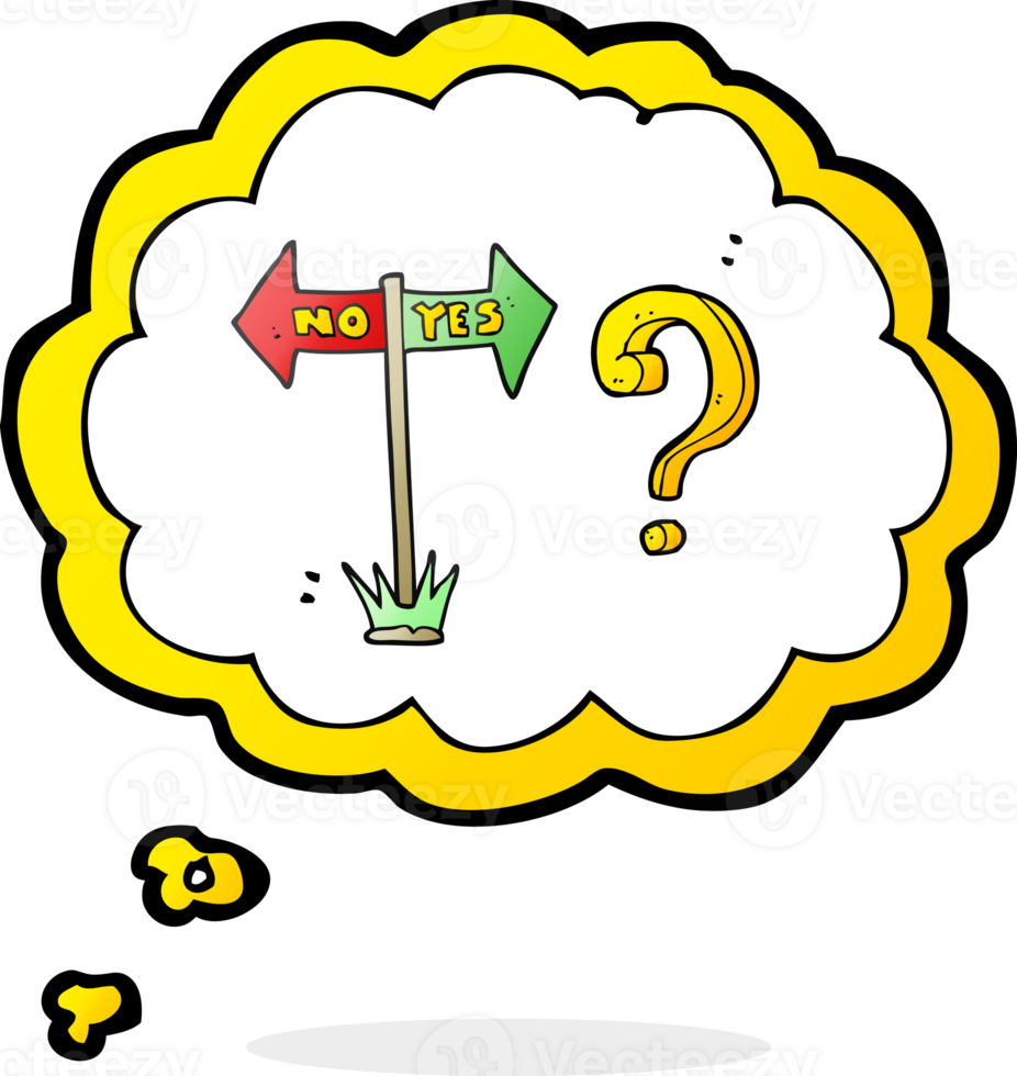 hand drawn thought bubble cartoon yes and no sign png