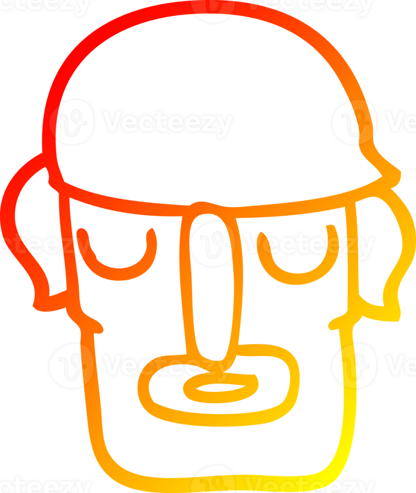 warm gradient line drawing of a cartoon male face png