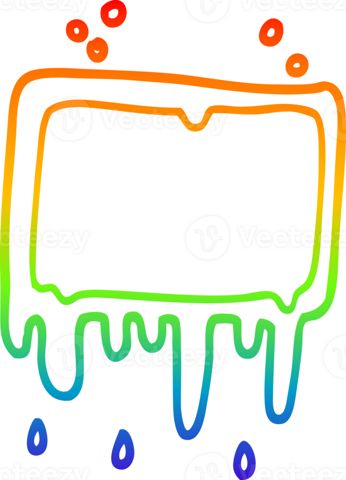 rainbow gradient line drawing of a cartoon dripping banner png