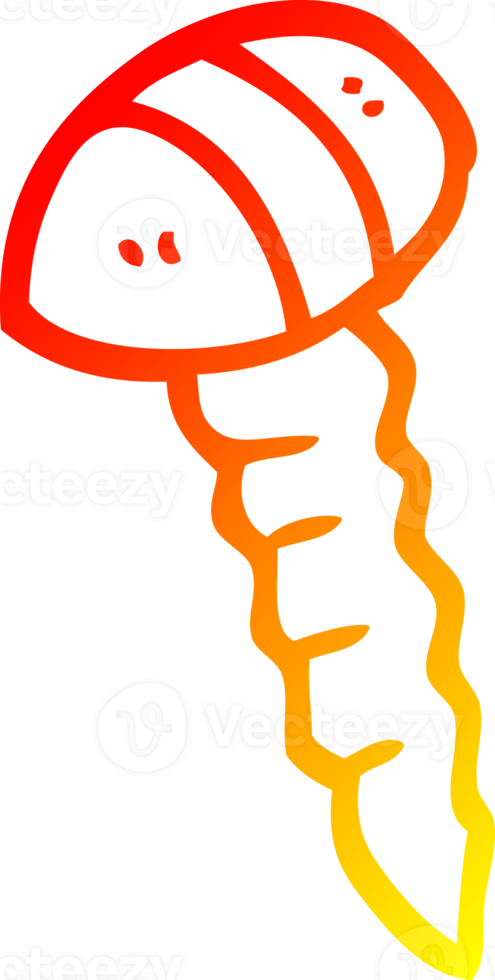 warm gradient line drawing of a cartoon screw png