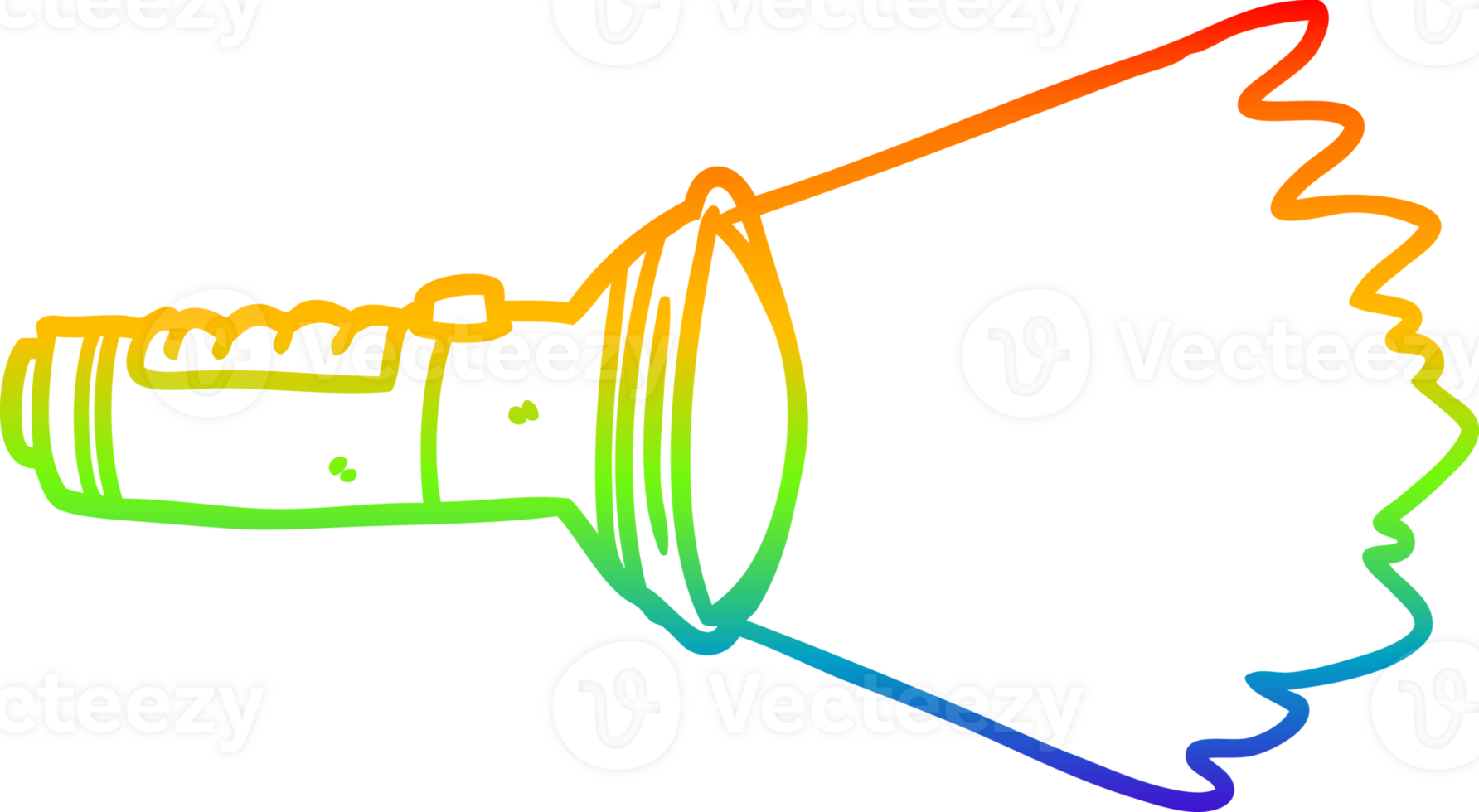 rainbow gradient line drawing of a electric torch shining png