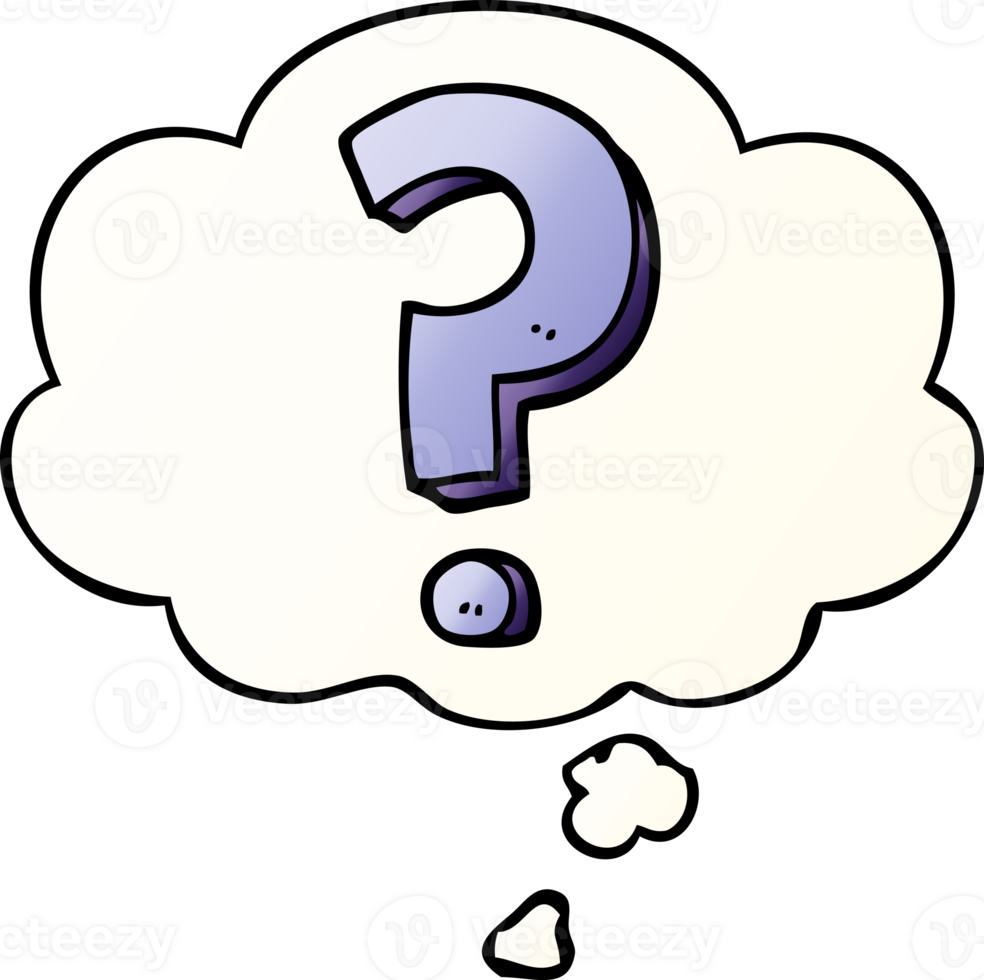 cartoon question mark with thought bubble in smooth gradient style png