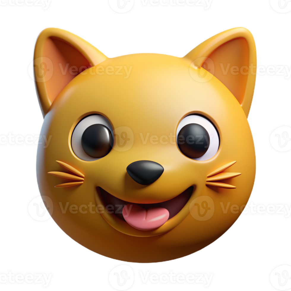3d smiling cute cat emoji png
