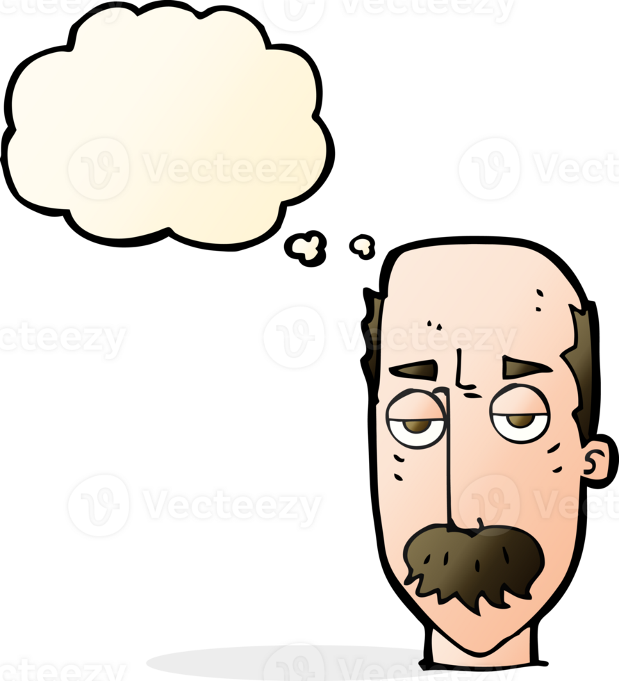 cartoon bored old man with thought bubble png