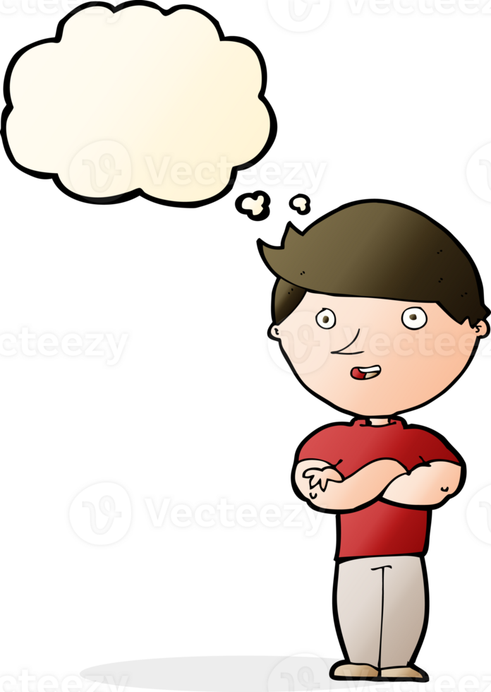 cartoon happy man with thought bubble png