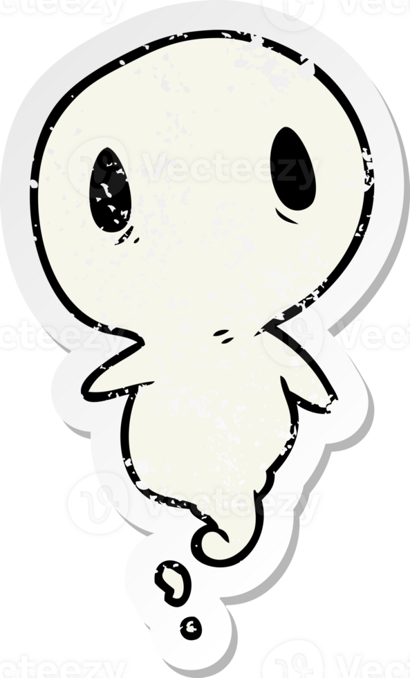 distressed sticker of a cartoon ghost png