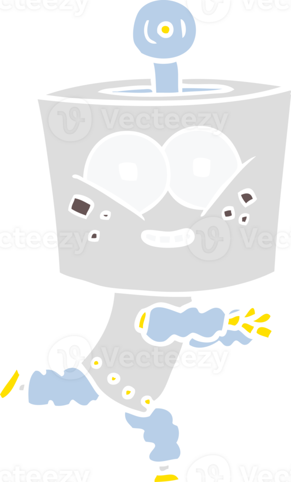happy flat color style cartoon robot png