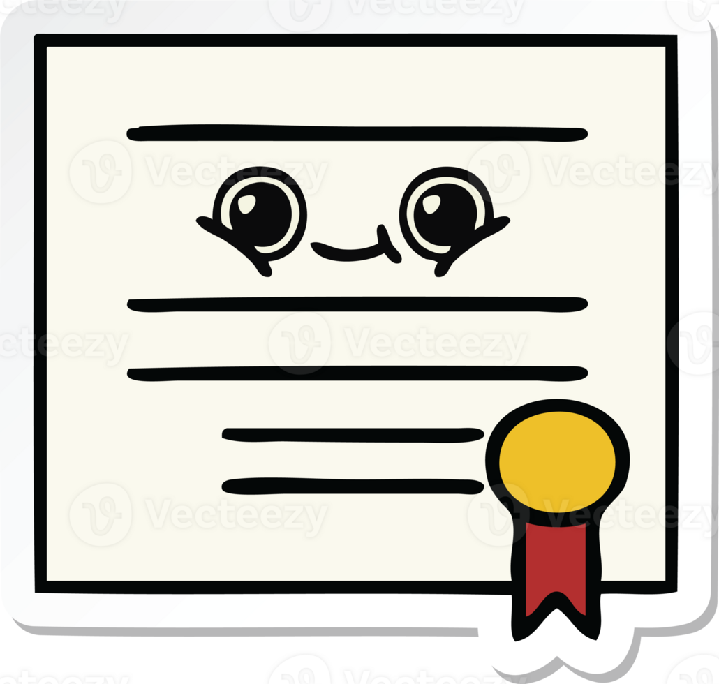 sticker of a cute cartoon graduation diploma png