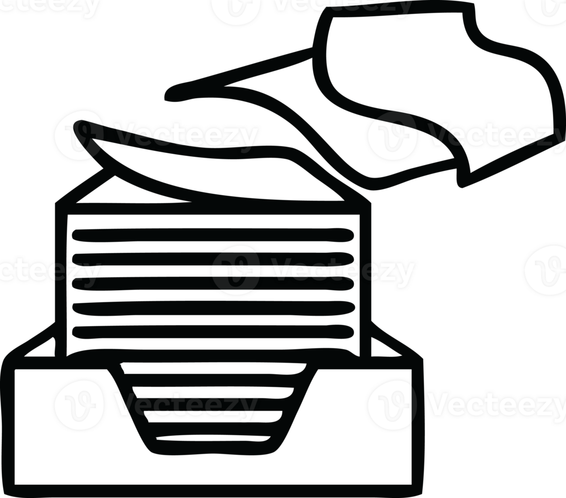 linea disegno cartone animato di un' pila di ufficio documenti png