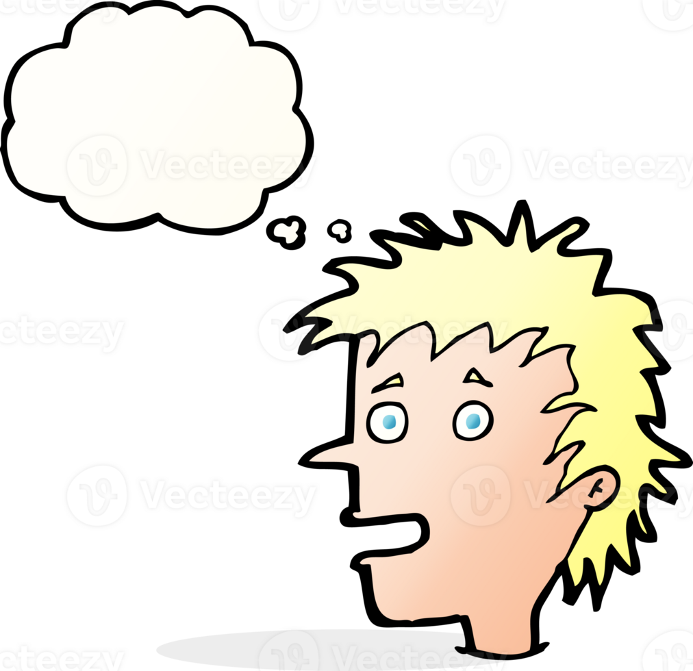 cartoon excited boy with thought bubble png