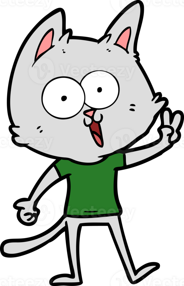 funny cartoon cat giving peace sign png