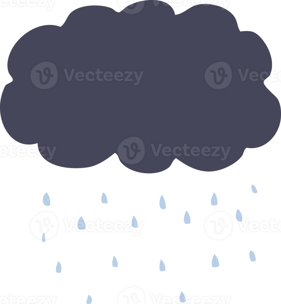 flat color style cartoon cloud raining png