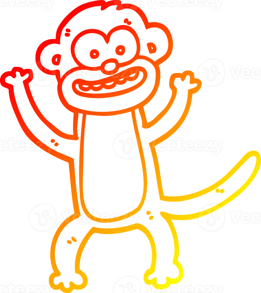 warm gradient line drawing of a cartoon monkey png